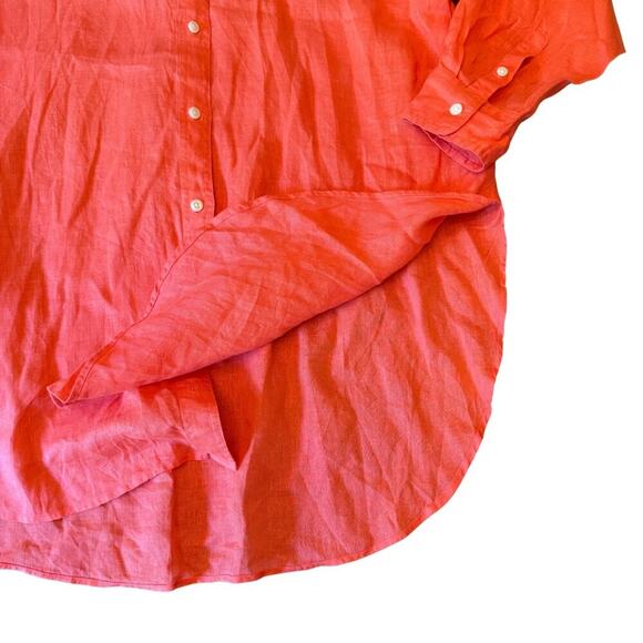 GAP Women’s Oversized Coral Linen Button Down Shirt | Size XL 801E - Picture 2 of 11